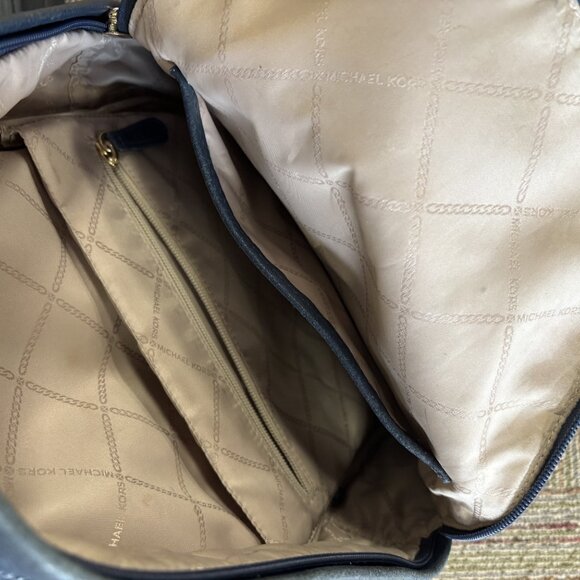 Michael Kors Navy Leather Backpack - Picture 3 of 4